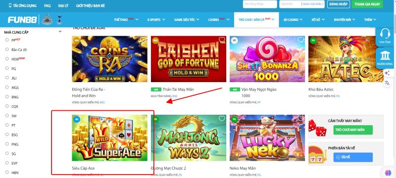 Nổ hũ Fun88 - Sân chơi cho các chiến thần mê game slot 3 Siêu Cấp Ace mang đến trải nghiệm tuyệt vời